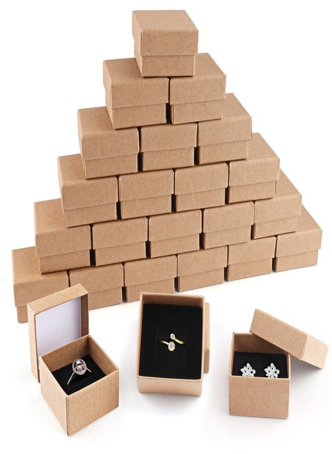 BOSMIOW 24PCS Cardboard Jewelry Gift Boxes,Small Gift Boxes with Foam Insert,Earring Protector Case,Square Kraft Paper Packing Boxes for Ring,Earring,Necklace,Bracelet - Image 1