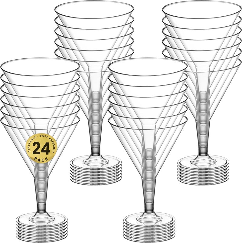 DecorRack 24 Martini Glasses, 7 oz -BPA Free- V-Shaped Plastic Glass, Perfect for Outdoor Parties, Weddings, Hosting, Stackable, Reusable, Disposable Stemmed Cups (Pack of 24) - Image 4