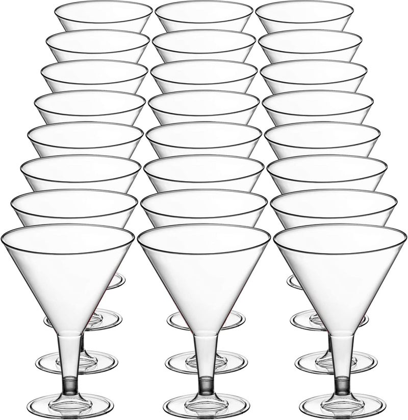 DecorRack 24 Martini Glasses, 7 oz -BPA Free- V-Shaped Plastic Glass, Perfect for Outdoor Parties, Weddings, Hosting, Stackable, Reusable, Disposable Stemmed Cups (Pack of 24) - Image 5