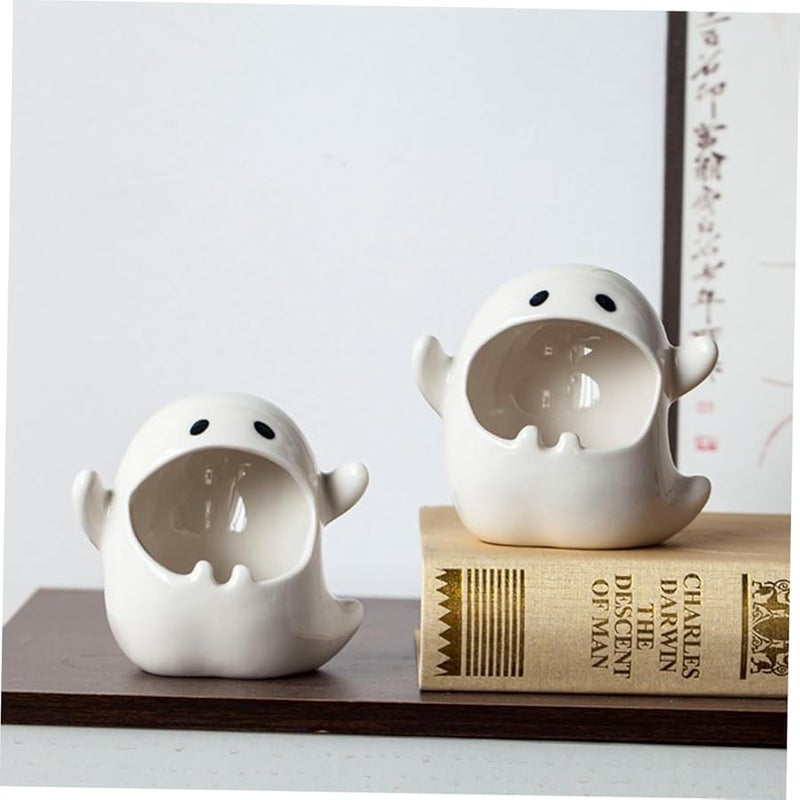 Creative Ghost Ceramic Ashtray Compact Desktop Ash Holder Home Decoration Gift For Men - Image 3