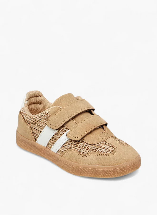 جونيورز Panelled Sneakers with Hook and Loop Closure