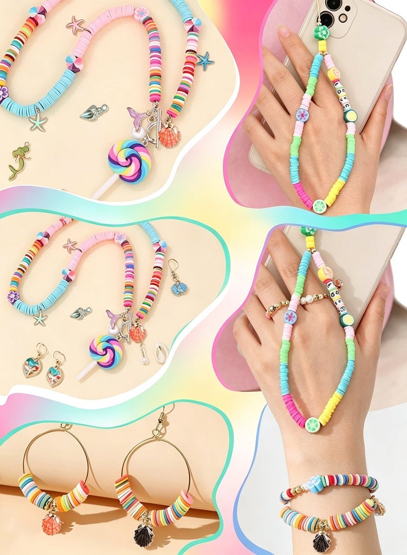 DIY Jewelry Making Kit, 5600 Clay Beads in 28 Colors with Charms, Alphabet Beads, Smile Beads, Elastic Strings and Storage Cases for Girls and Teens - Image 4