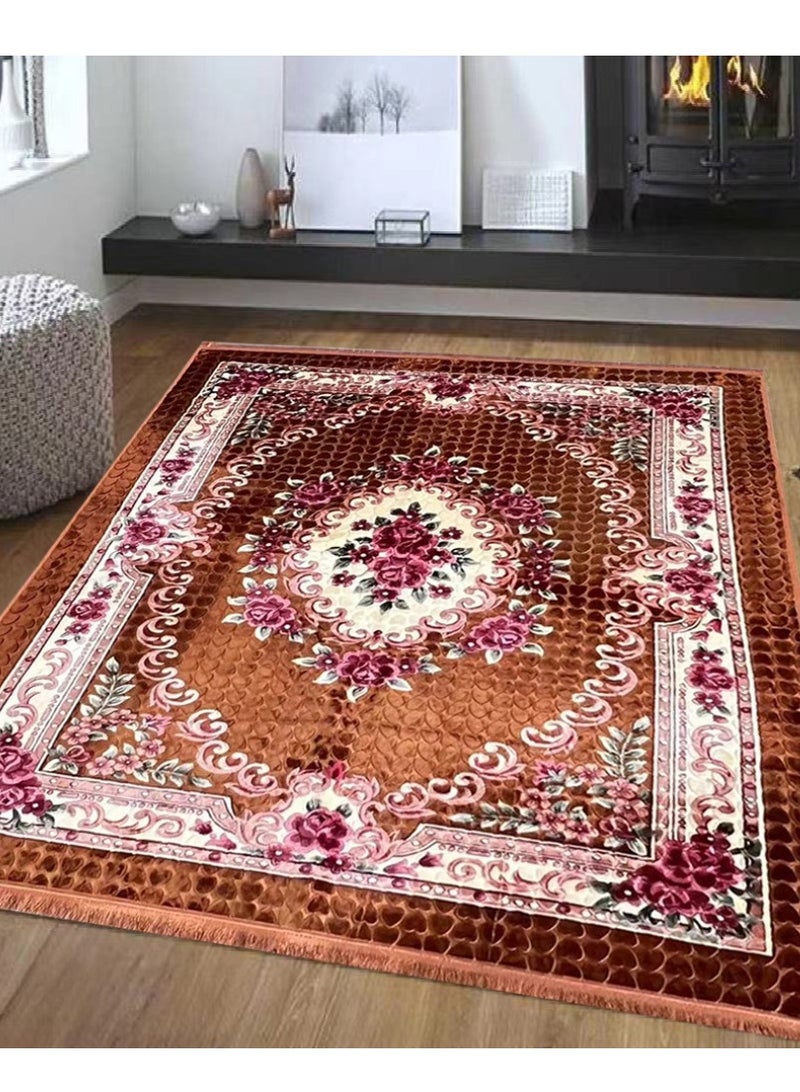 Stargold Portable Premium Carpet, High-Quality Premium Polyester Fabric, Foldable, Floral Design Carpets, Daily Use And Travel 180x200cm