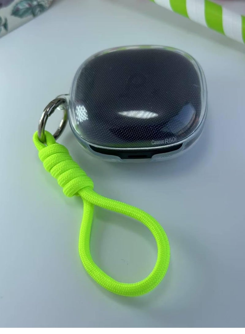 Clear Silicone Case for Soundcore by Anker R50i Case With Rope,Cover, Protective Skin by Anker R50i Headphones Headset (Clear with Rope) (EARBUDS NOT INCLUDED) (Neon Green) - Image 2
