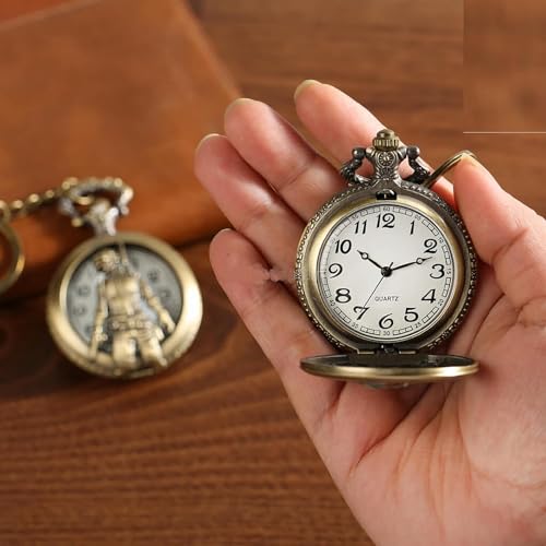 FowWelt Vintage Pocket Watch Metal Keychain Retro Clock for Gifting with Key Ring Anti-Rust - Pubg - Image 3