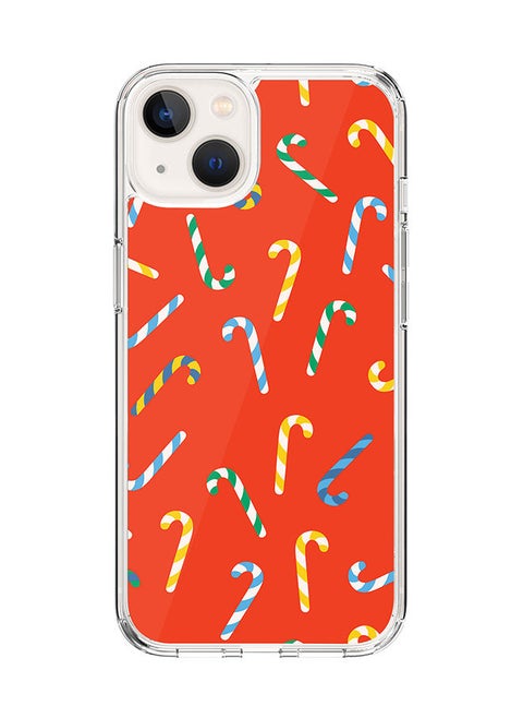 Classic Clear Case for Apple iPhone 14 Hybrid Soft Case Flexible Edges Anti Drop TPU PC Gel Thin Transparent Cover [ Designed for Apple iPhone 14 ] - Candy Canes Full Print