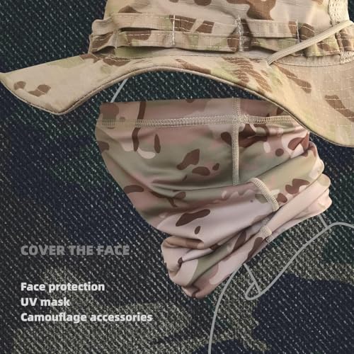 XY3545HS Camo Neck Gaiter Face Mask Ski Scarf for Men&Women UV Protection Windproof for Fishing Hunting Cycling (Camo CP Desert) - Image 3