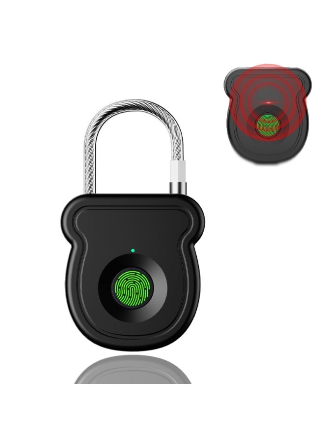 CMGTYYD Fingerprint Padlock Keyless Luggage Lock | Smart Waterproof Fingerprint Rechargeable Padlock for Backpack Box Shed Travel School Wardrobe Black  - Image 1