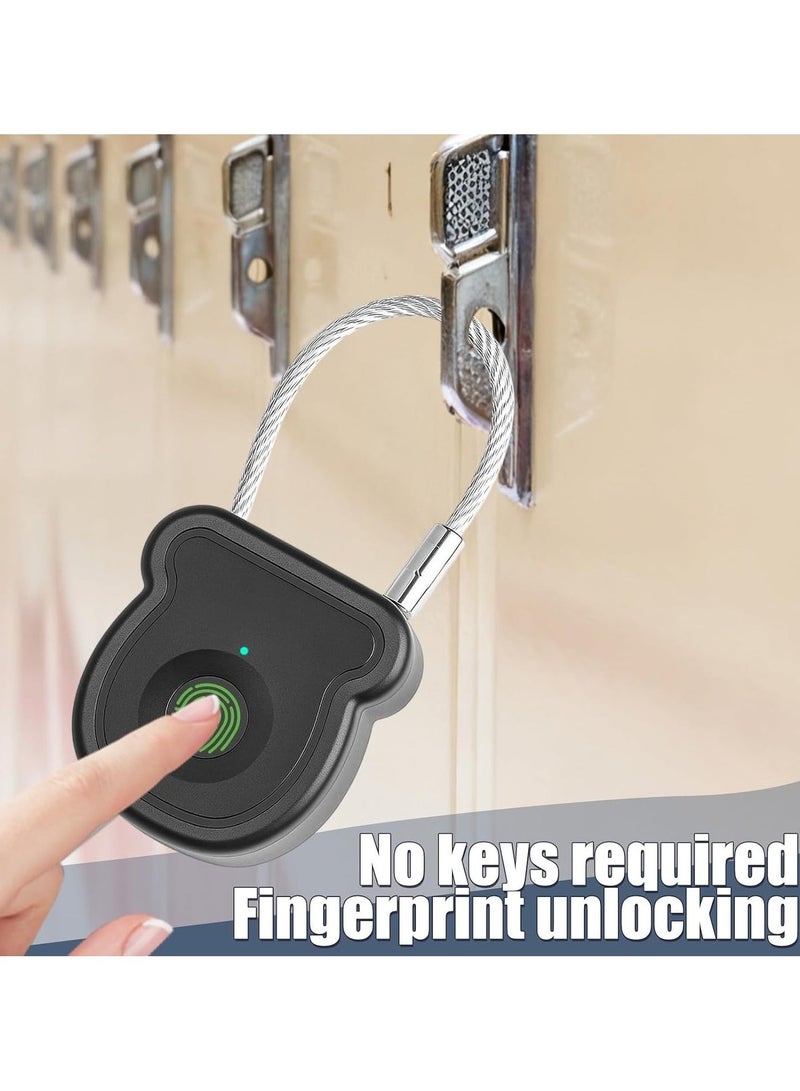 CMGTYYD Fingerprint lock - Keyless Smart Padlock, 0.5s Unlock with 20 Fingerprints, USB-Key, Emergency Unlock Code, Low Power Warning, Anti-Theft for Suitcase, Drawer, Wardrobe - Image 2