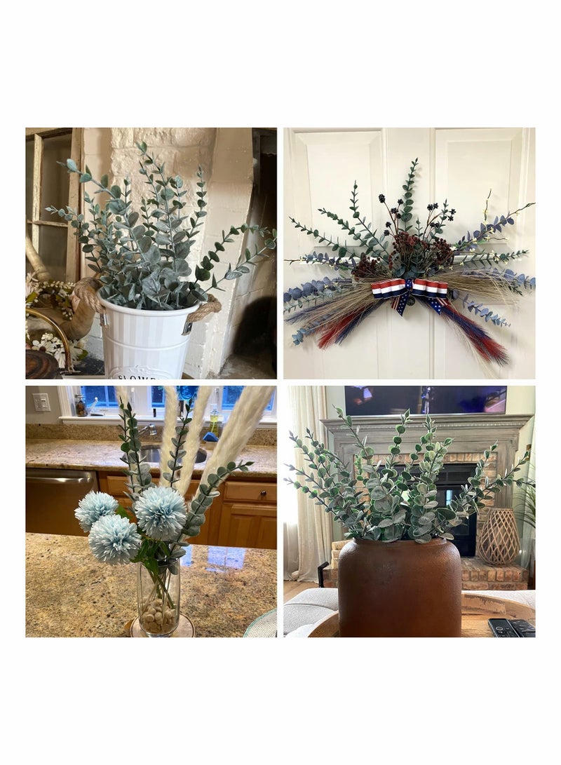 NIBEMINENT Eucalyptus Leaves 20pcs Artificial Stems Real Grey, Green Touch Branches for Home Office Centerpiece Wedding Banquet Flower Arrangement Decoration  - Image 4