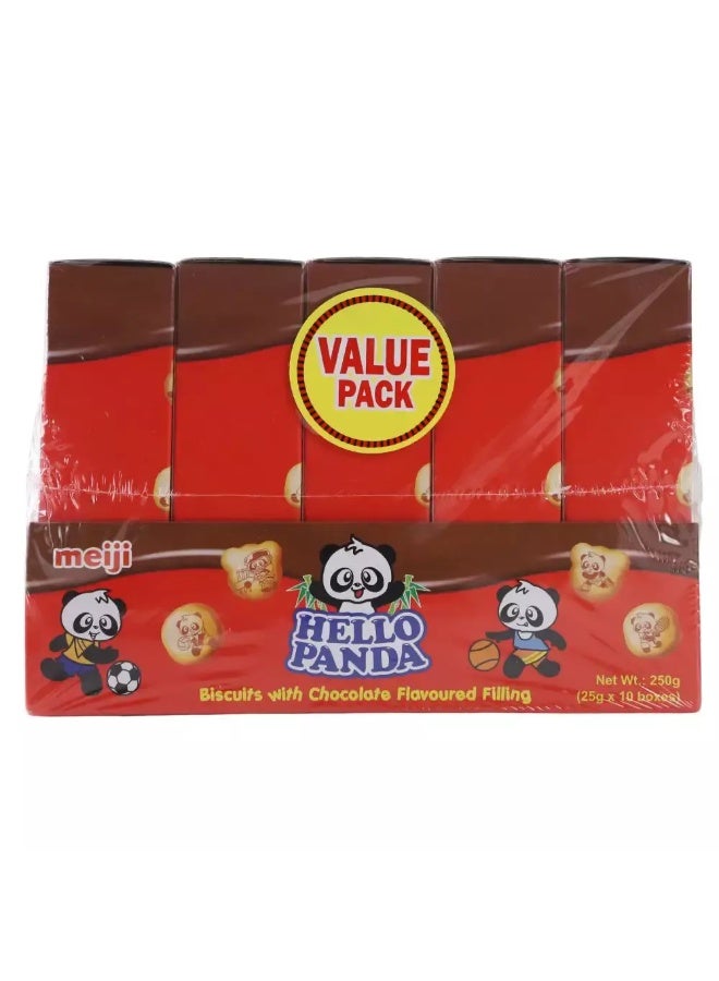Meiji بسكويت ميجي هالو باندا بحشوة بنكهة الشوكولاتة - 10x25 جرام - Image 2