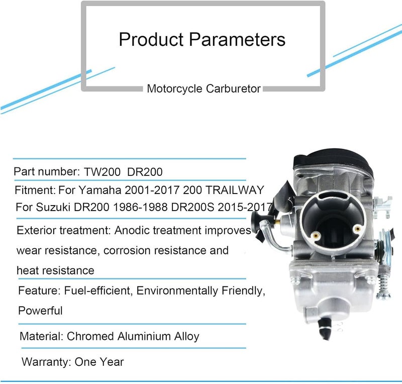 Czsmbt TW200 Carburetor with Inline Fuel Filter for Yamaha TW200 2001-2017 - Image 3