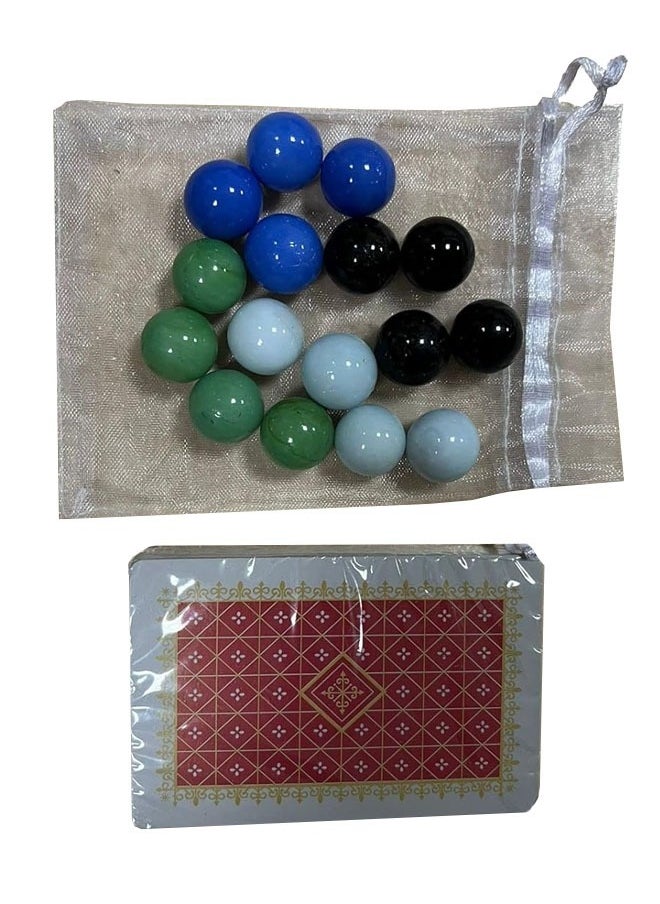 Fitness World - A set of jackaroo game with balls and cards 40 x 40 cm, a 20-inch wooden carom board with 24 coins, and a striker set. - Image 1