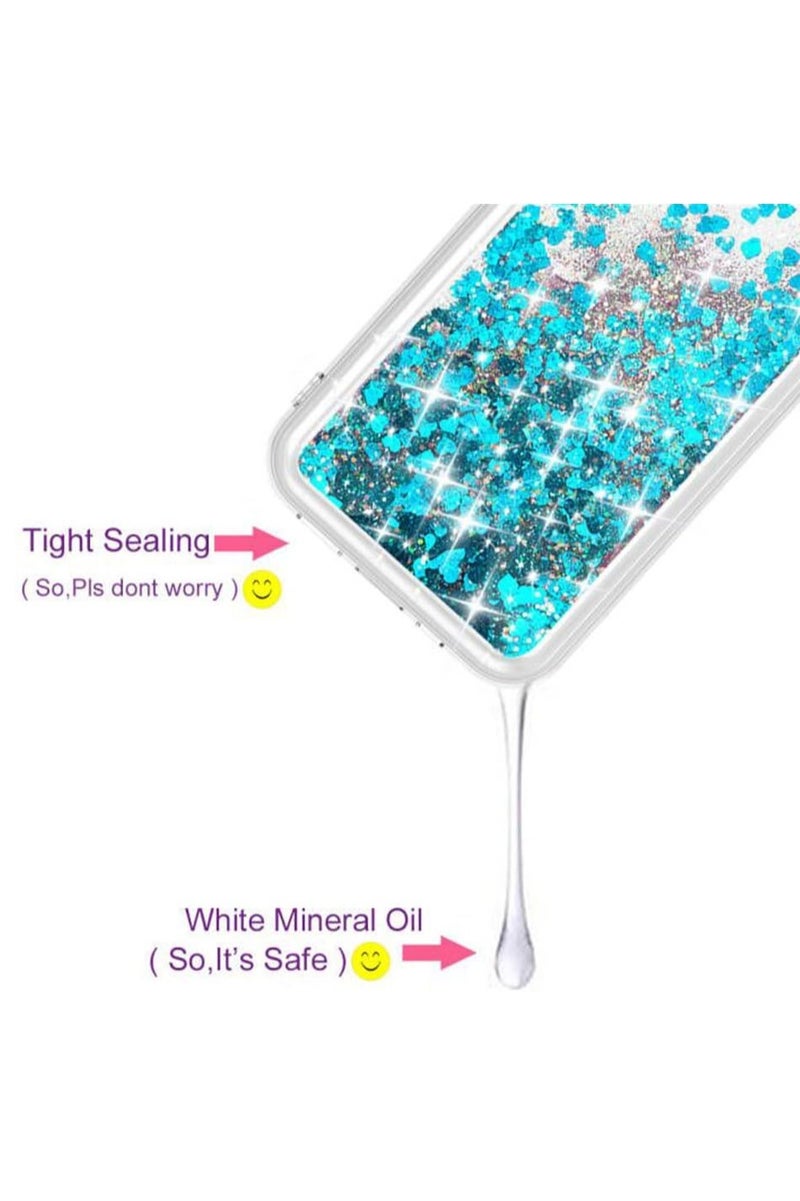 كايس كلوب جراب iPhone 15 Pro اللامع - غطاء لامع على شكل قلب أزرق عائم سائل مع مصد شفاف مقاوم للصدمات - جراب TPU لامع رفيع للفتيات والنساء - Image 2