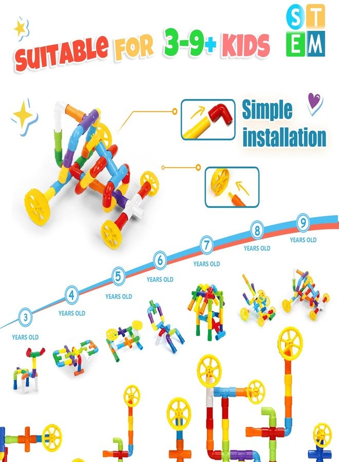 Ggiibro STEM Building Toy for Toddlers 106Pieces Tube Pipe Toy,Educational Preschool Game for 3+ Years,Learning Building Blocks Play with Storage Box Gift Kit,Montessori Toys for Boys & Girls - Image 4