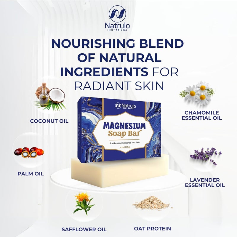 Natrulo Dead Sea Magnesium Soap Bar Deep Cleansing Moisturizing Body Soap for Dry Itchy and All Skin Types Shower Soap Soothes Muscles and Joints AllNatural Exfoliating Face and Body Wash Made in USA - Image 4
