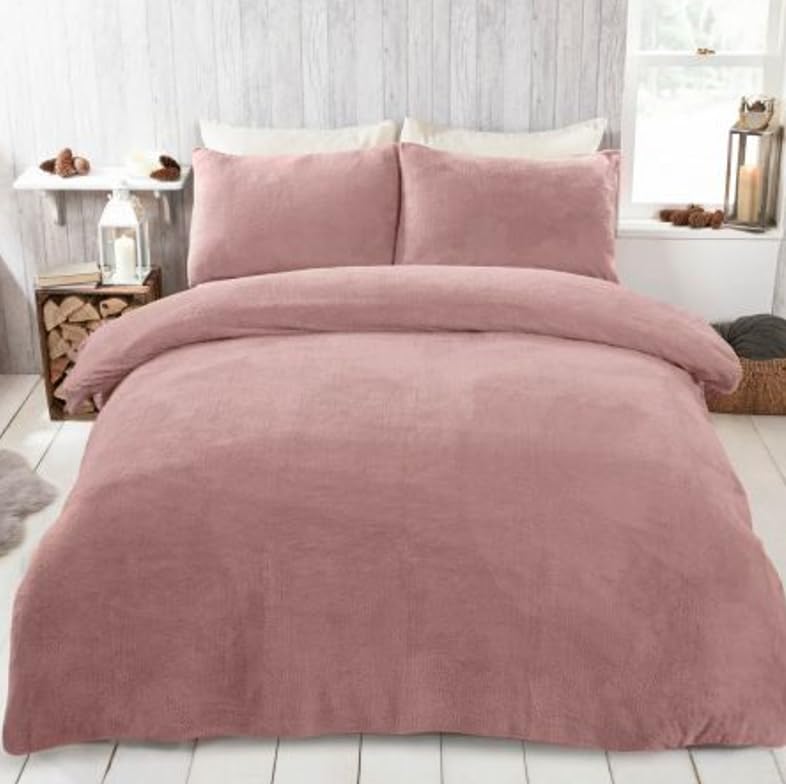 S&S Sands® Super Soft Double Bed Woollen Quilt Cover, 310TC Warm Duvet Cover, Woolen Duvet Cover/Rajai Cover/Blanket Cover/Quilt Cover King Size=90x100 Inches, Winter Blanket Cover (Light Pink) - Image 1