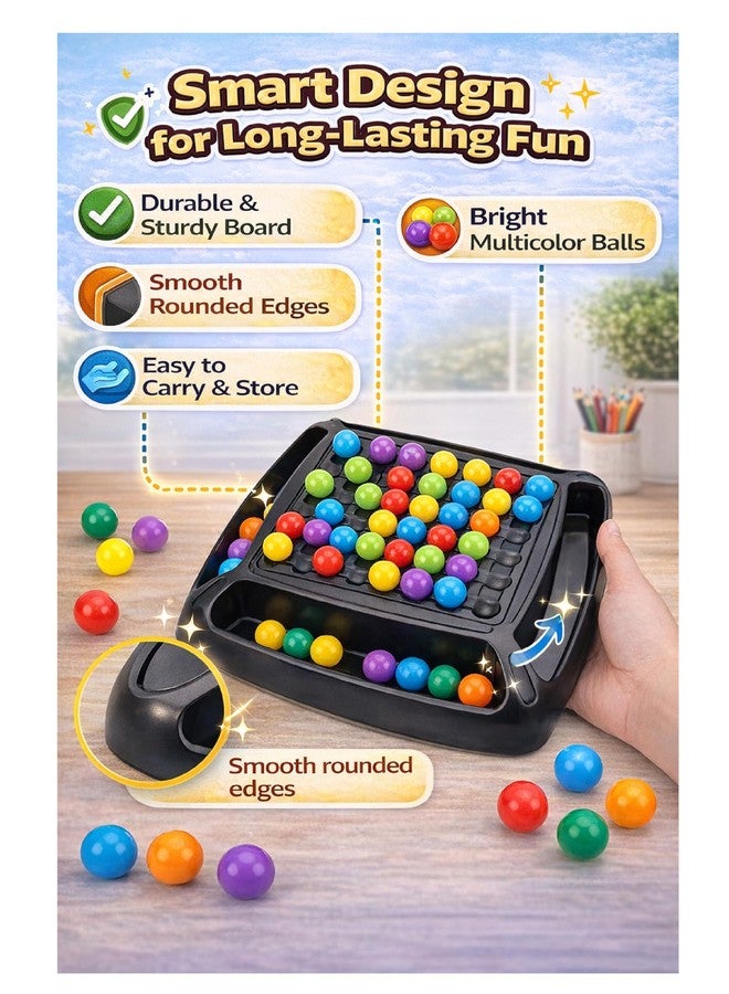 Braintastic Color Ball Puzzle Board Game for Kids & Adults | Brain Teaser Strategy Game with Multicolor Balls | Educational Family Game Toy | Travel-Friendly Mind Challenge Puzzle - Image 4
