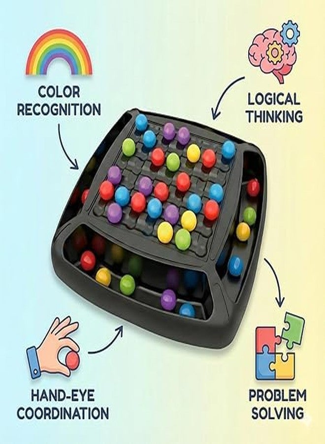 Braintastic Color Ball Puzzle Board Game for Kids & Adults | Brain Teaser Strategy Game with Multicolor Balls | Educational Family Game Toy | Travel-Friendly Mind Challenge Puzzle - Image 2
