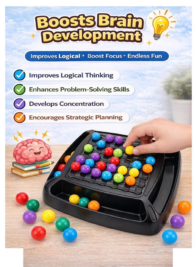 Braintastic Color Ball Puzzle Board Game for Kids & Adults | Brain Teaser Strategy Game with Multicolor Balls | Educational Family Game Toy | Travel-Friendly Mind Challenge Puzzle - Image 3