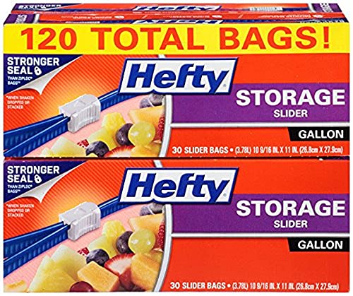 Hefty Slider Storage Bags, Gallon Size, 30 Count (Pack of 4), 120 Total - Image 1