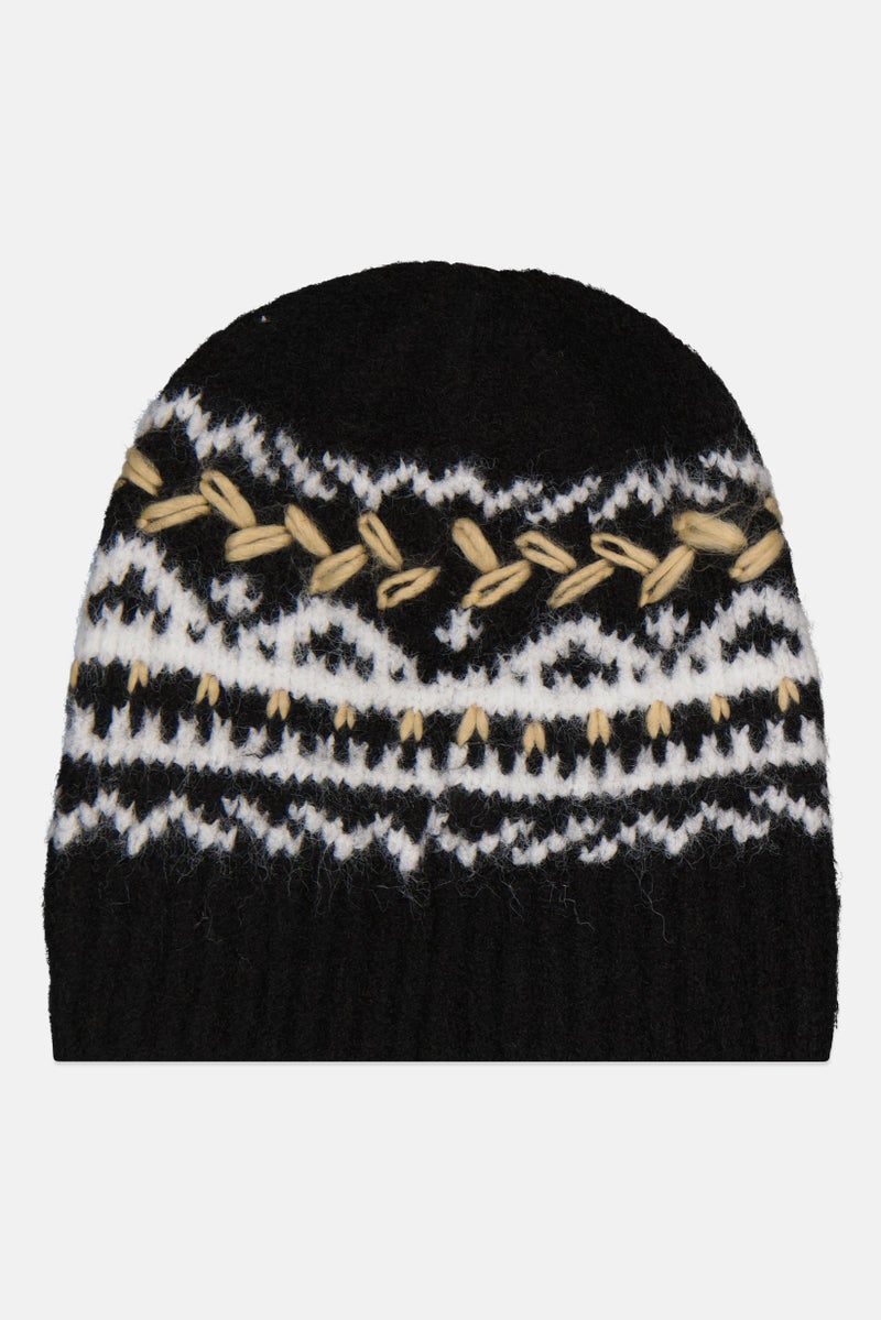 Reserved Women Textured Beanie, Black - Image 1