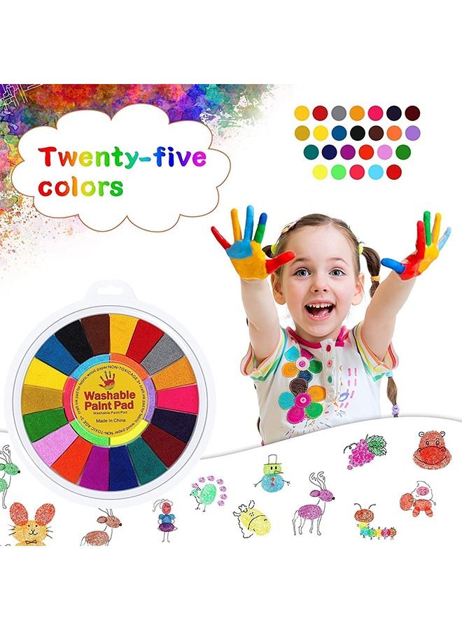 Beauenty 25 Color Finger Painting Kit Washable Finger Drawing With Finger Paint Pad Finger Paint Book and 12 Pattern DIY Crafts Painting Toys Easy Clean & Non Toxic Paint Toys For 3+Kids School Home - Image 2