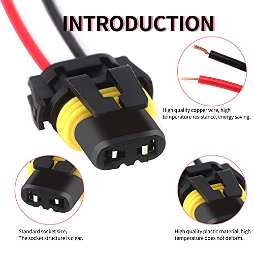 GLL 9005 9006 H10 Female & Male Adapter Wiring Harness Sockets Wire for Headlights Fog Lights 2Set - Image 2