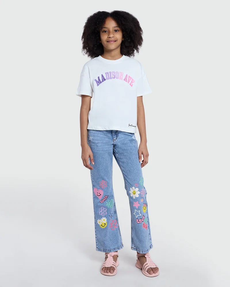 Ovs Girls’ Flared Denim In Medium Blue