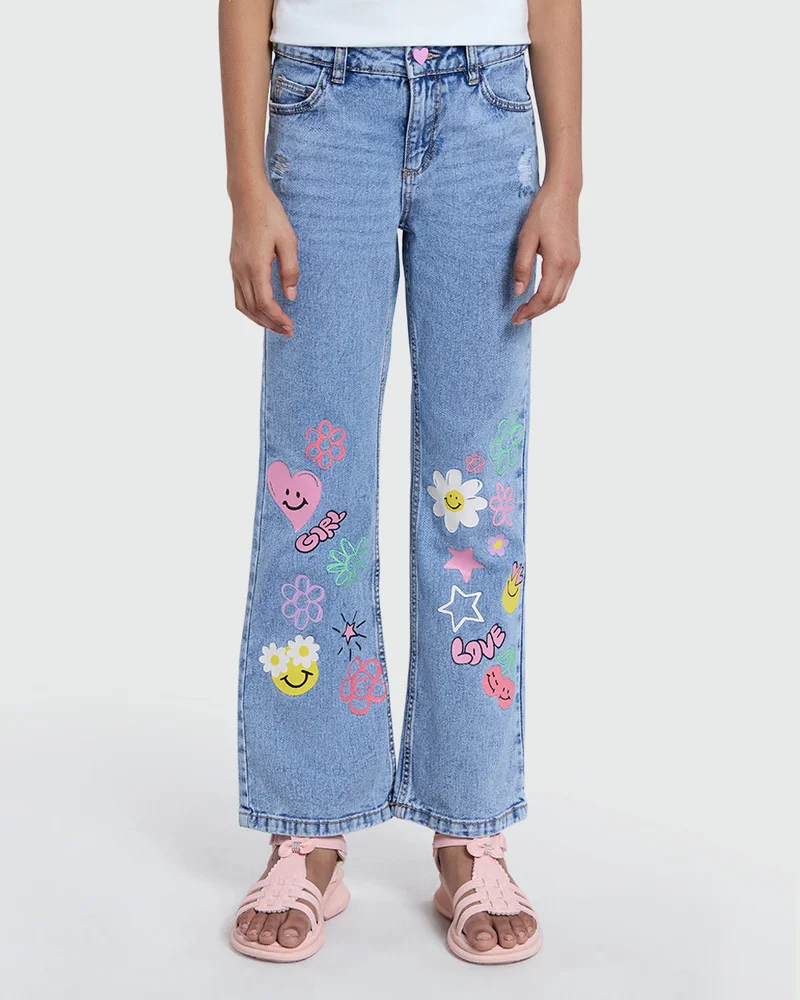 Ovs Girls’ Flared Denim In Medium Blue