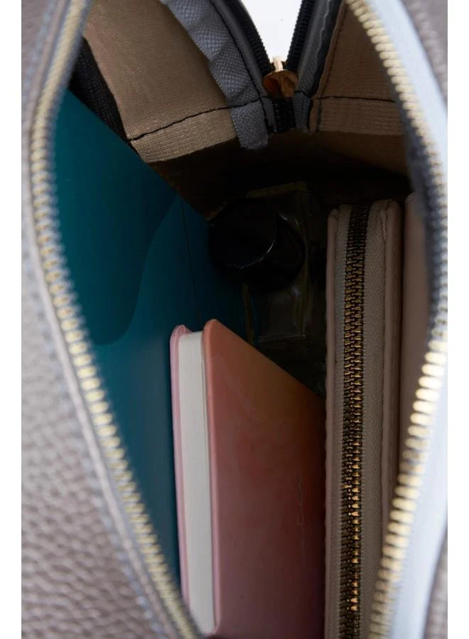 Vivaq Women's Koala Gray 3-Compartment Soft Faux Leather Zipper-Closure Travel & Daily Backpack.