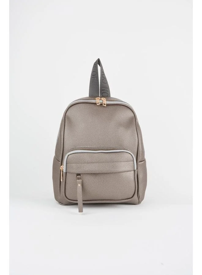 Women's Koala Gray 3-Compartment Soft Faux Leather Zipper-Closure Travel & Daily Backpack.