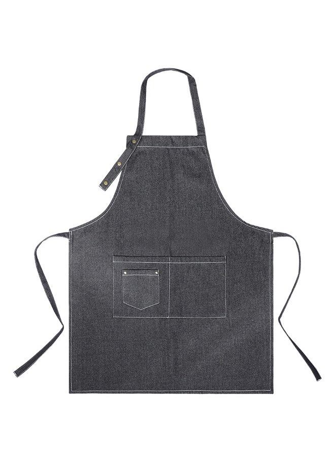 YANEK YANEK Unisex Denim Chef Apron With Pockets Barista Cotton Apron For Home Kitchen BBQ Coffee Shop 3 Pockets Adjustable Straps  - Image 1