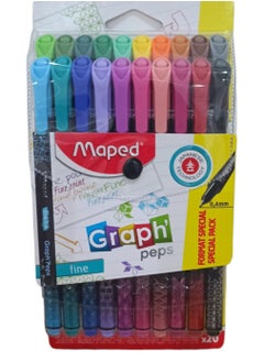 Maped Graph Peps Classic 0.4mm Fine Felt Tipped Pens, Pack of 20 Multicolour  - Image 1