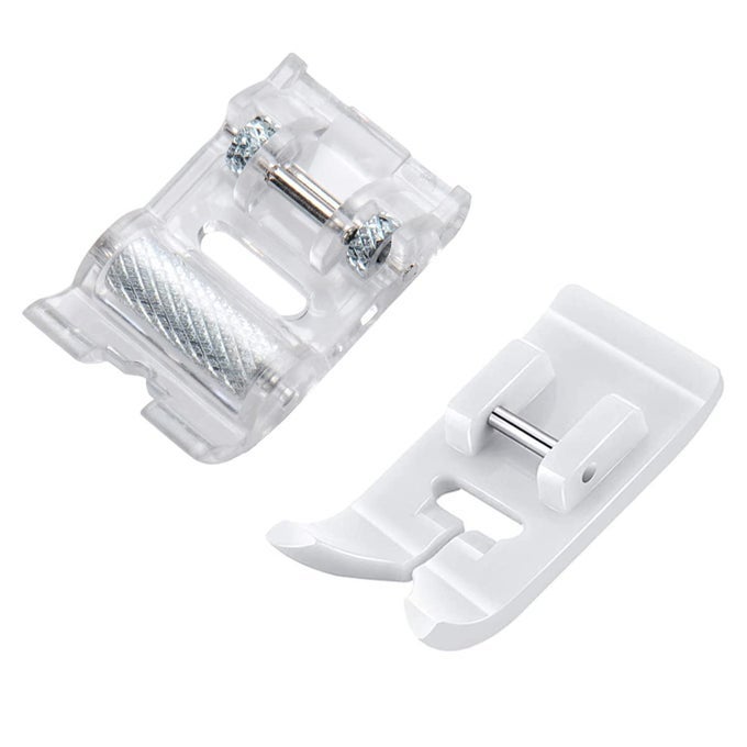 2 PCS ROLLER PRESSER FOOT AND NONSTICK ZIGZAG TEFLON PRESSER FOOT FITS ALL LOW SHANK SNAPON SINGER BROTHER BABYLOCK JANOME SEWING MACHINE