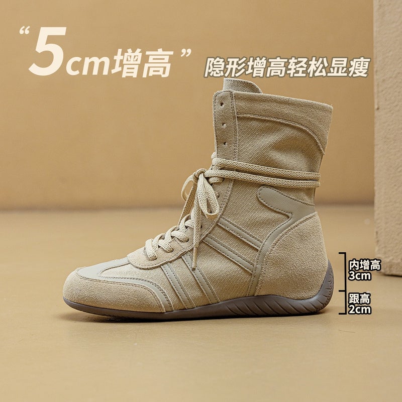 MEIYOUMEINX Women's Retro Platform Combat Boots 2026 New Spring Summer Thin Style Western Cowboy Boots Mid-Calf Lace-Up Side Zipper - Image 1