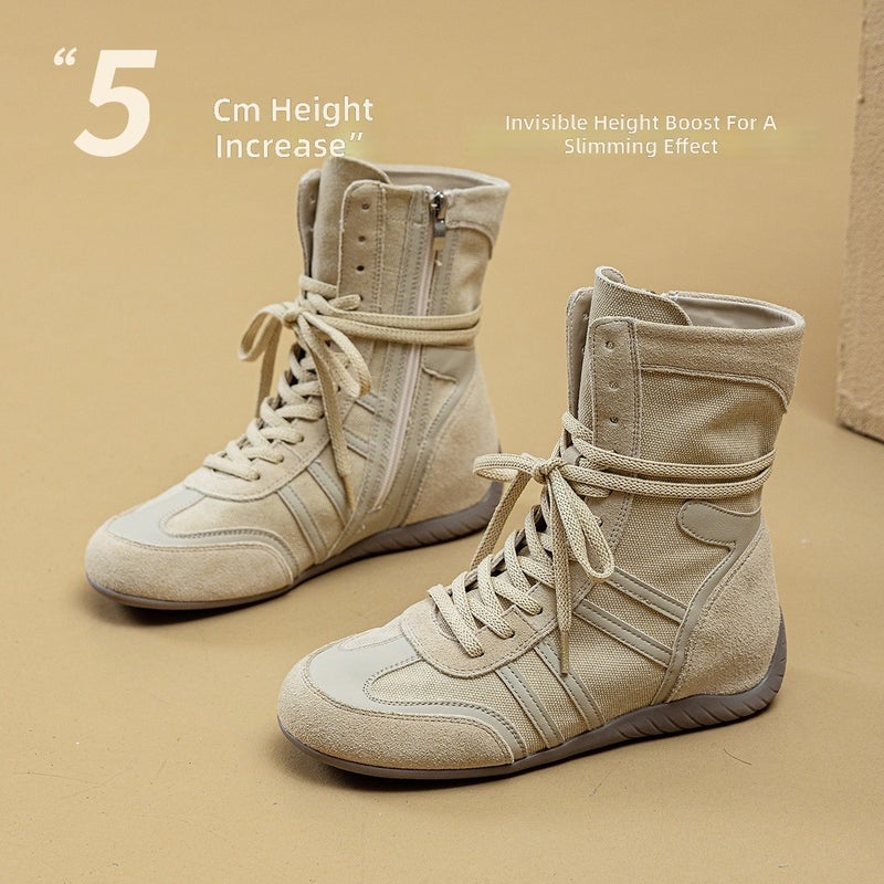 MEIYOUMEINX Women's Retro Platform Combat Boots 2026 New Spring Summer Thin Style Western Cowboy Boots Mid-Calf Lace-Up Side Zipper - Image 2