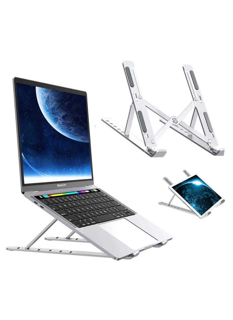 First Dot - First Dot Premium Aluminum Tabletop Laptop Stand Ergonomic Foldable Height Adjustable Compatible with 917 inch Laptops 7 Adjustable Angles AntiSlip Silicon Rubber Pads Portable Design - Image 1