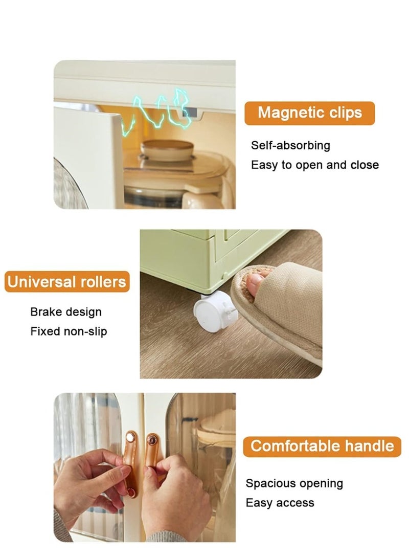 Generic 2 Layer Stackable Closet Wardrobe, Multifunctional Storage Cabinet Clothes Organizer with Door and Wheels, Foldable Plastic Storage Bins Baby Clothes Cabinet Storage Box for Home Office Kitchen and Bedroom (2 Layer, 2A)  - Image 5