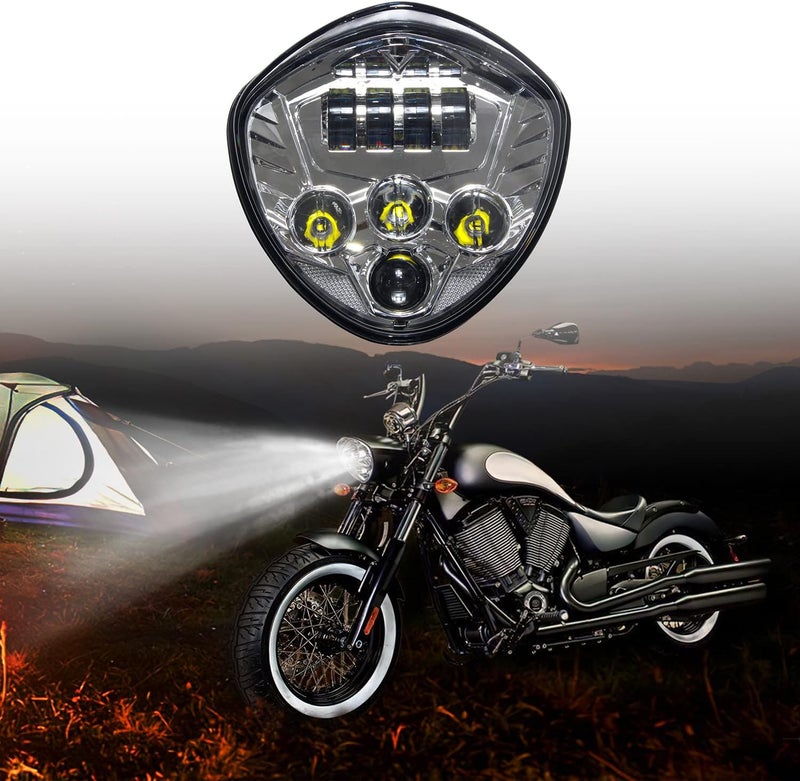 CPOWACE LED Head Light Assembly for Victory Motorcycles (2005-2018) - Image 1