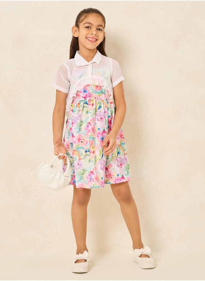 Styli - Floral Print Dress with Bolero Set - Image 1