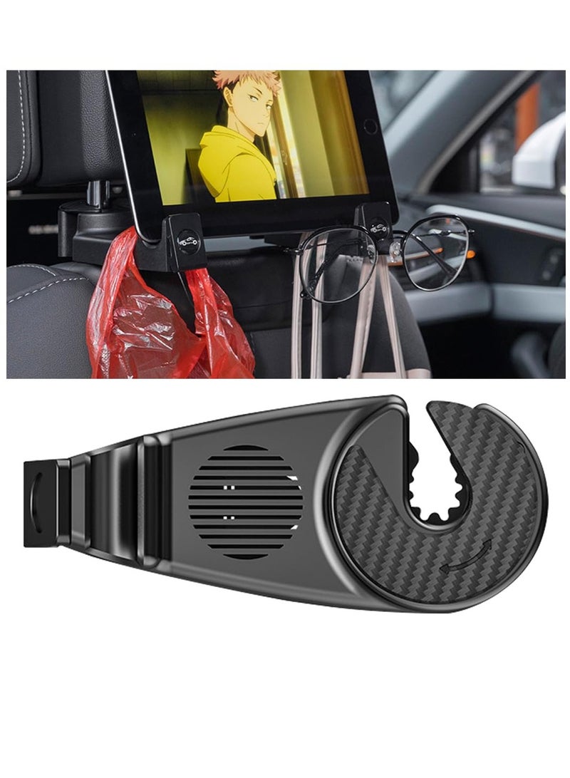 Excefore Car Headrest Hidden Hook, Multi-Functional Hidden Hooks, with Phone Holder, 360° Rotation Auto Seat Back Eyeglass Clip, Car Storage Hooks, for Hanging Purses, Grocery Bags, Bottles (2 Pcs) - Image 1