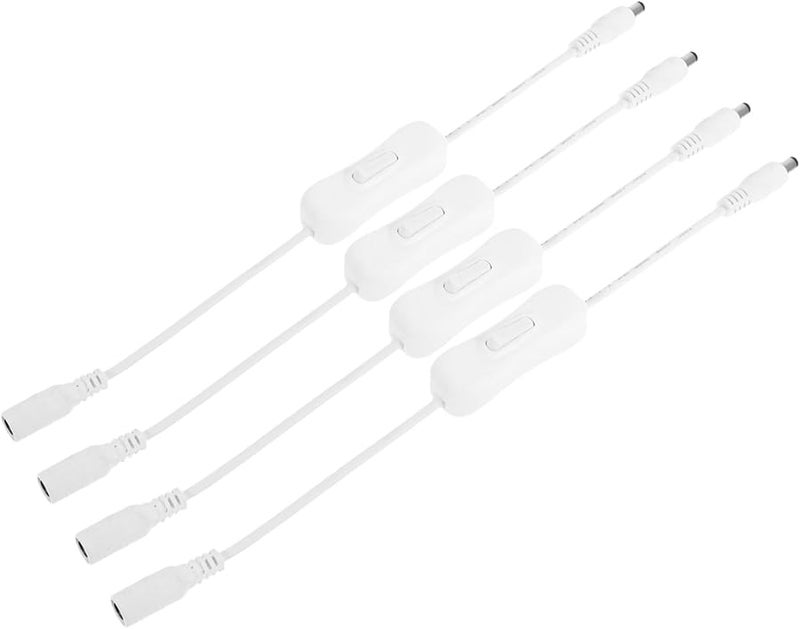 4Pcs DC Switch Extension Cable with Off Button for LED Power Strip Easy Install - Image 1