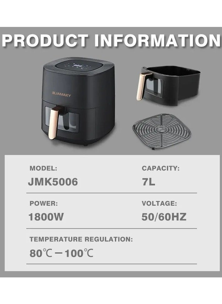 JMK Hot Sale Air Fryer for Home Kitchen Use with LED Digital Display Electric Air Fryer with Overheat Protection and Non-Stick Basket JMK5006 1800W 7L  - Image 3