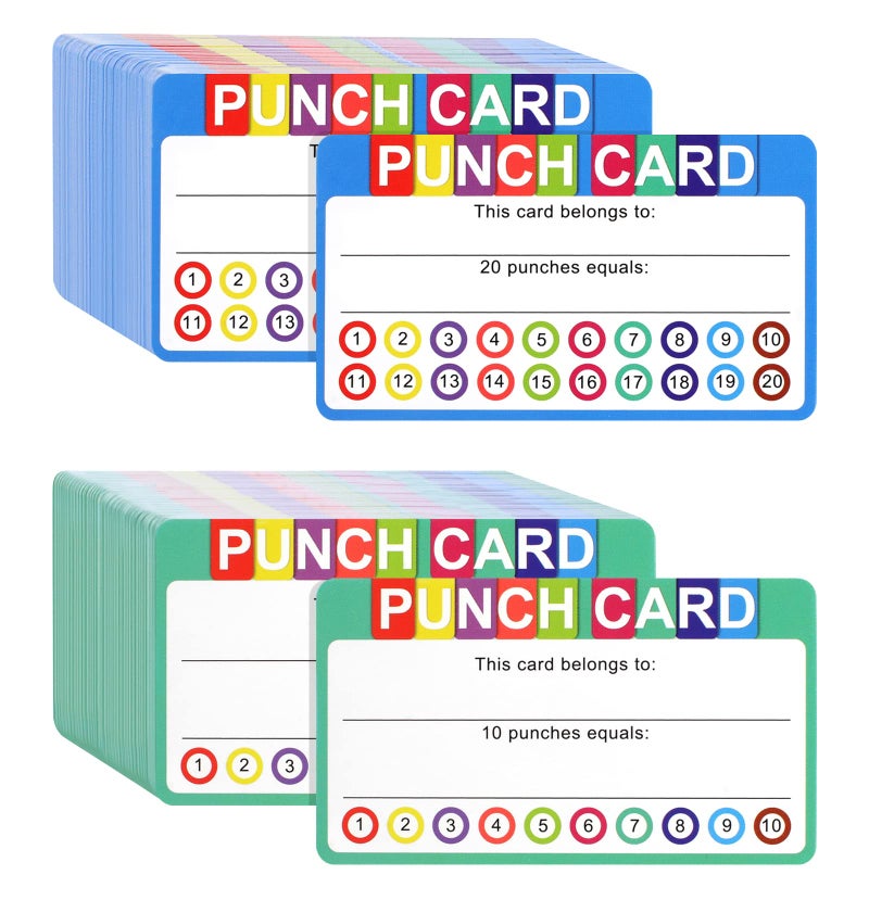 Punch Cards for Classroom 240 Pack Kids Behavior Reward Punch Cards Incentive Punch Card for kids Business Students Teachers 2 Styles