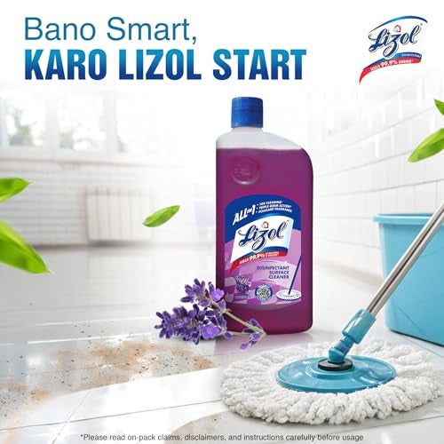 Lizol Disinfectant Surface & Floor Cleaner Liquid, Lavender - 1L | Kills 99.9% Germs | India's #1 Floor Cleaner - Image 2