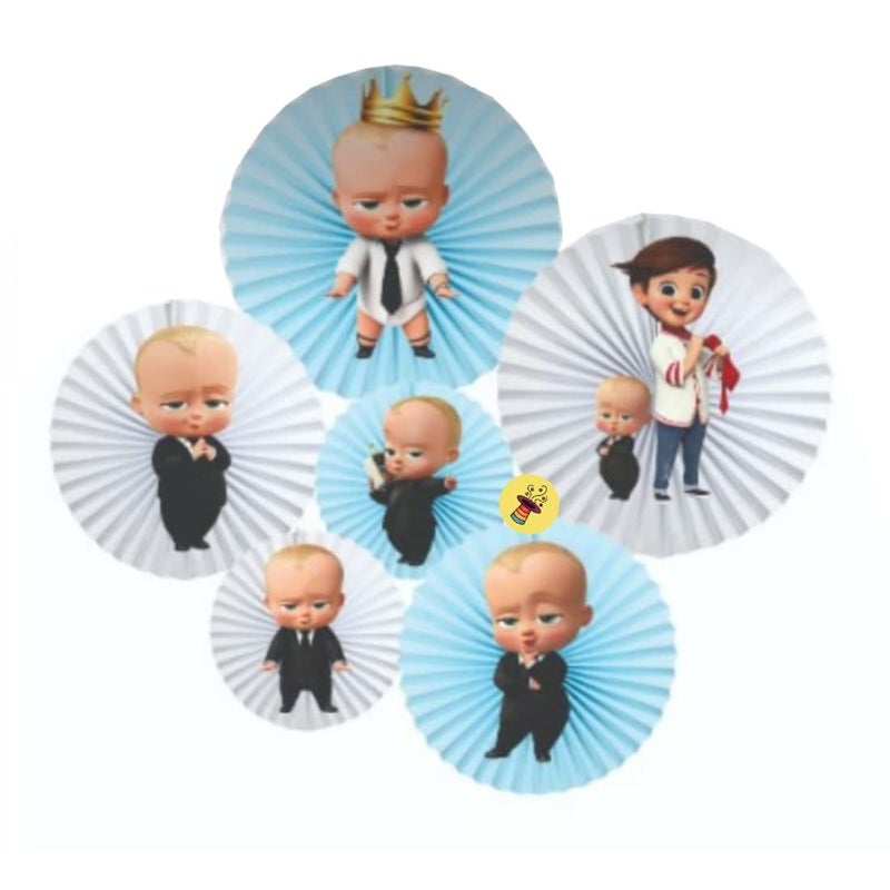 Atpata Funky Boss Baby Paper Fans (6 pcs.) for Kid's Baby Boss Theme Birthday Party Decorations - Image 3