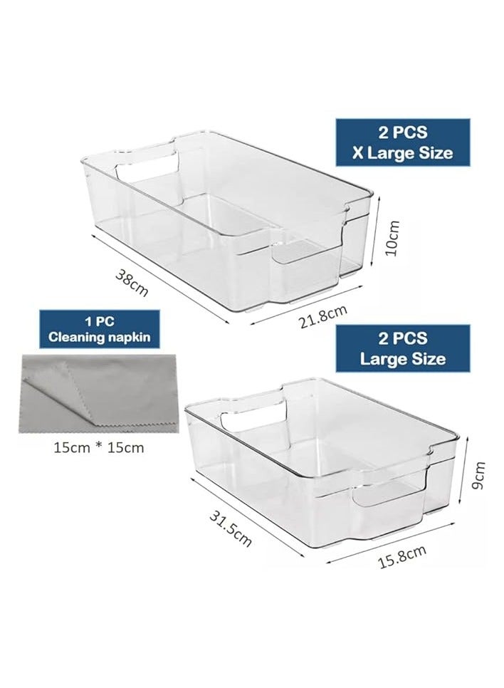 Green Tiger 4 PCS fridge organizers and storage XL & L, storage cabinet, kitchen organizers and storage, Pantry Kitchen, Pantry Organization and Storage Bins, kitchen cabinet organizer, organizer bin, napkin. - Image 2