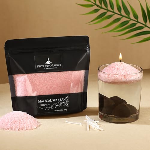 PROSPERRO LUMO by Parkash Candles Non Toxic Luxury Powder Candles - Refillable Sand Wax with 20 Wicks || 200 Gram || Candle Making || Home Decor (Rose OUDH) - Image 1