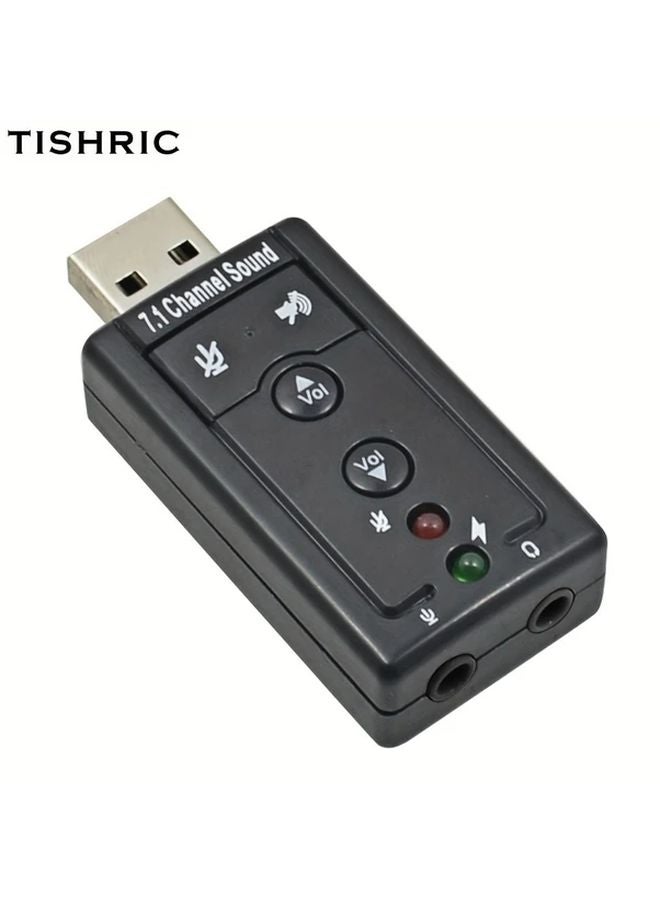 Black USB 7 1 Channel Sound Card with 3D Effects Virtual Audio Adapter for PC Laptop - Image 1